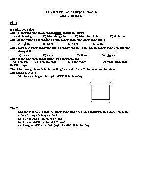 Đề kiểm tra 45 phút (chương I) môn Hình học 8